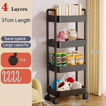 Mobile Bookshelf & Kitchen Storage Trolley with Wheels