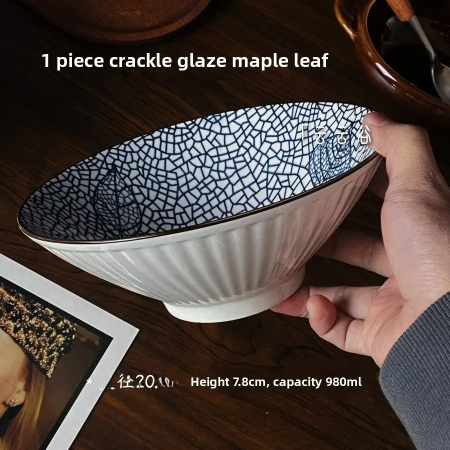 Hand-Painted Japanese Style Soup Bowl with Lid