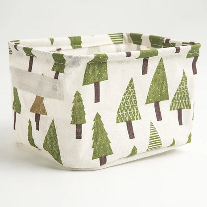 Small Foldable Canvas Storage Basket with Handle