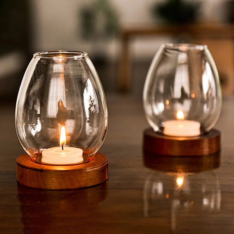 Transparent Round Retro Glass Tealight Candle Holder
