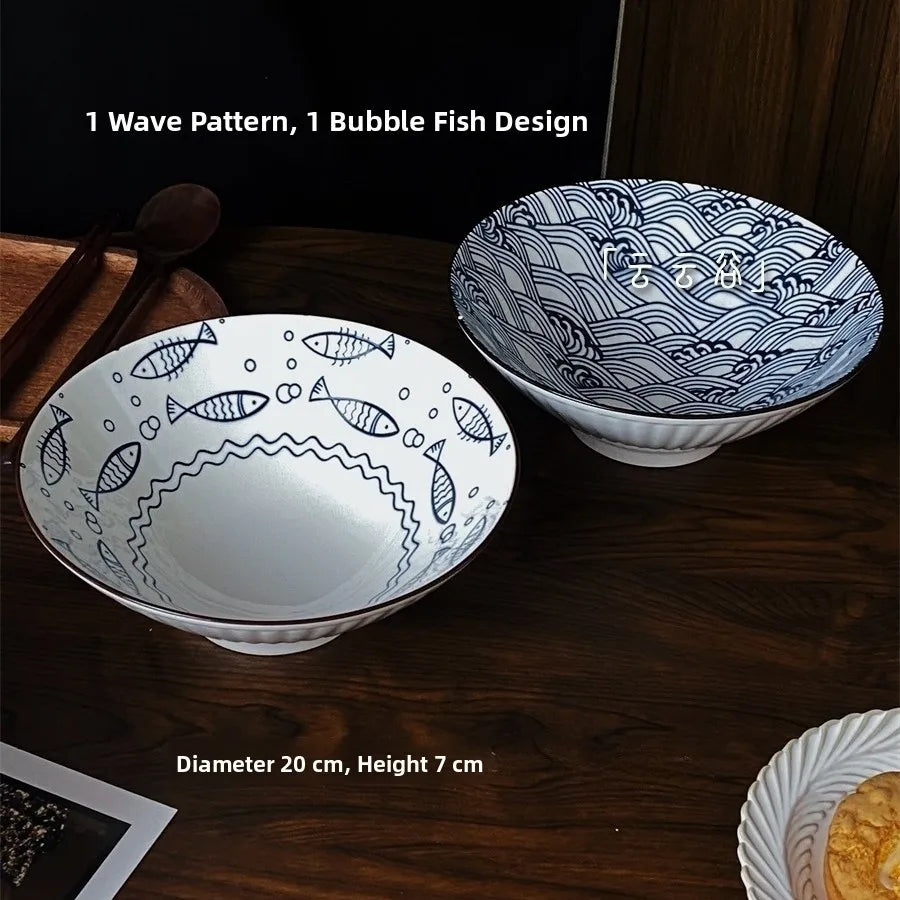 Hand-Painted Japanese Style Soup Bowl with Lid