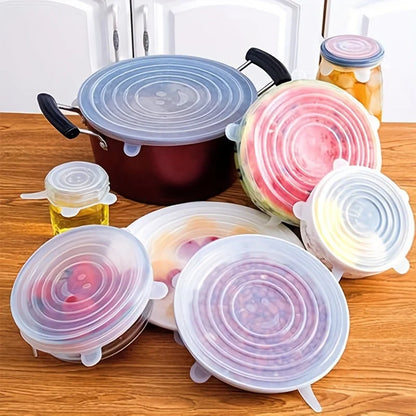 Reusable Silicone Elastic Food Covers for Bowls, Pans & Pots