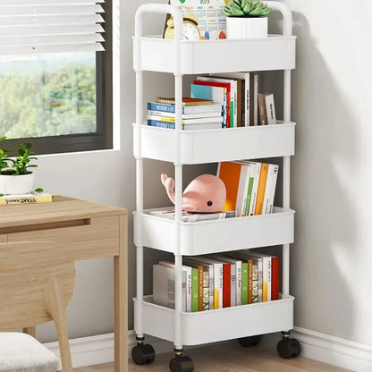 Mobile Bookshelf & Kitchen Storage Trolley with Wheels