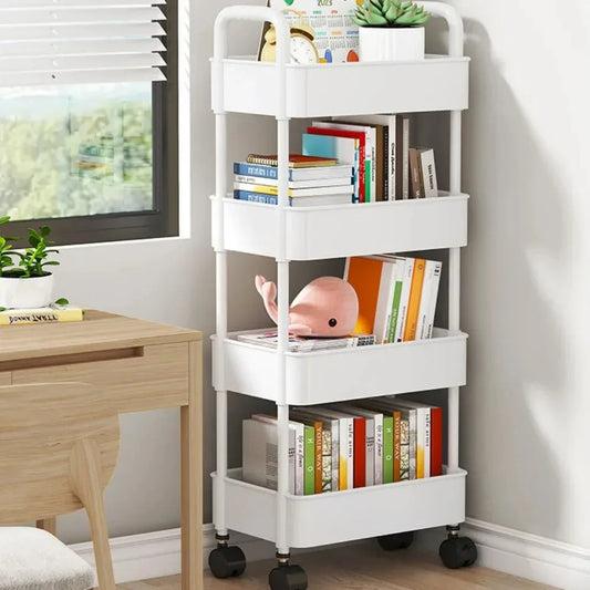 Mobile Bookshelf & Kitchen Storage Trolley with Wheels
