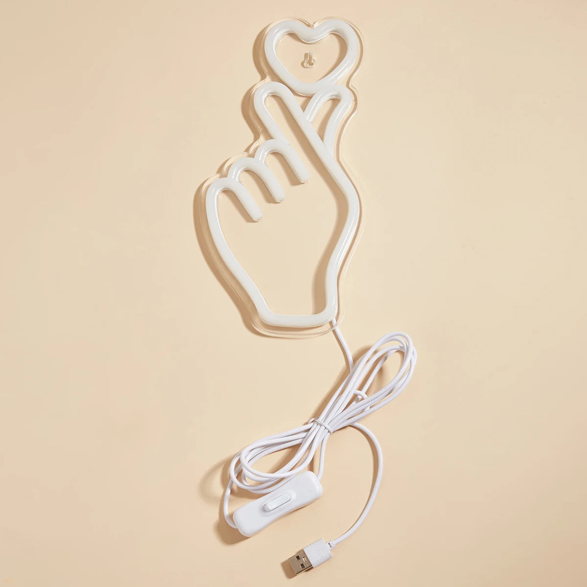 LED Neon Hand & Heart USB-Powered Neon Sign