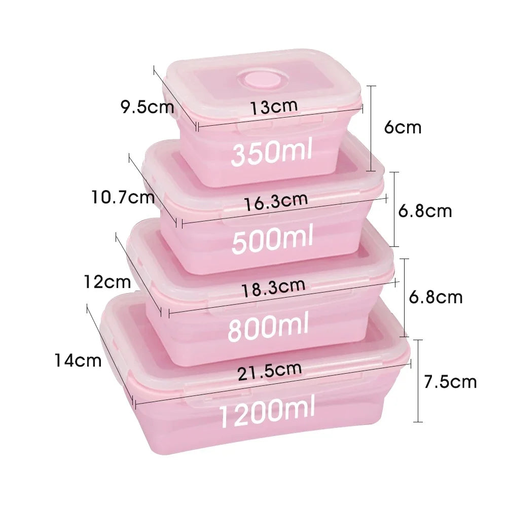 4PCS Collapsible Silicone Food Storage Containers with Lids