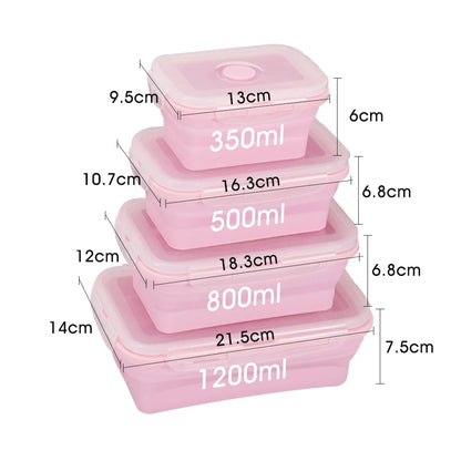 4PCS Collapsible Silicone Food Storage Containers with Lids