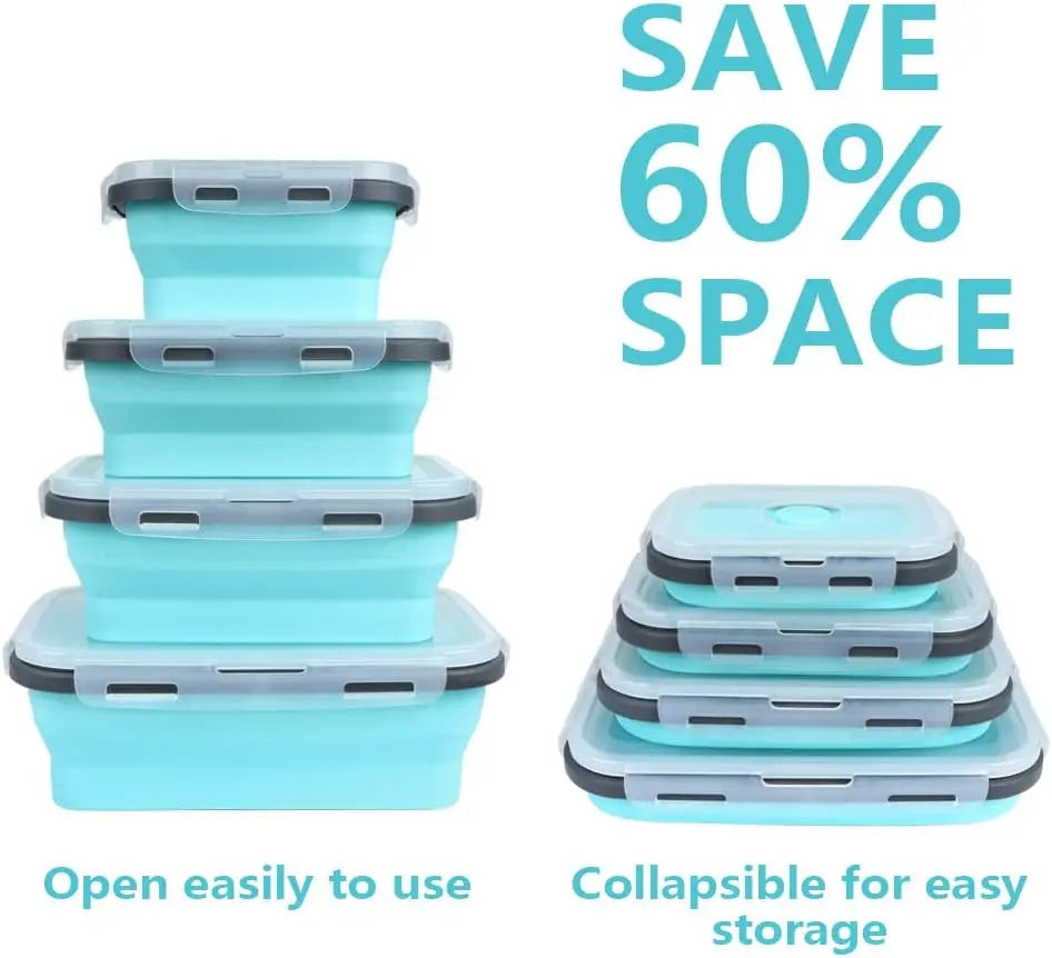 4PCS Collapsible Silicone Food Storage Containers with Lids