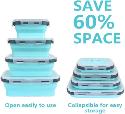 4PCS Collapsible Silicone Food Storage Containers with Lids