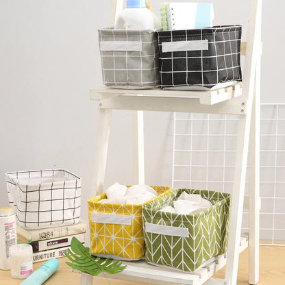 Small Foldable Canvas Storage Basket with Handle