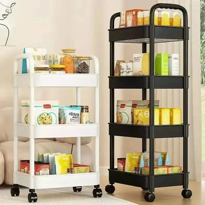 Mobile Bookshelf & Kitchen Storage Trolley with Wheels