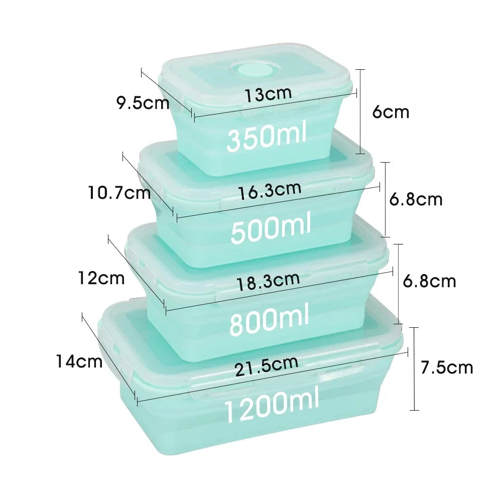 4PCS Collapsible Silicone Food Storage Containers with Lids